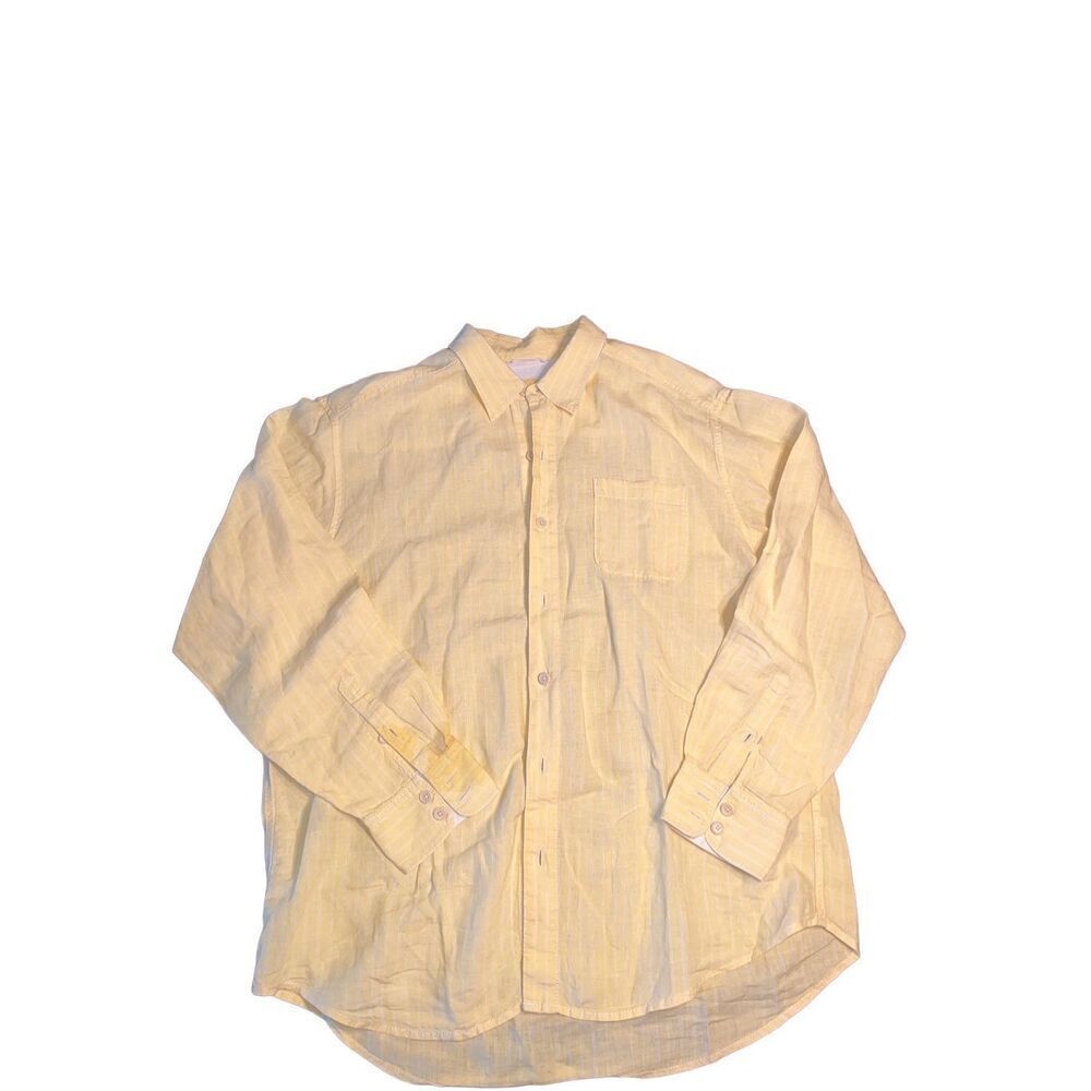 Tommy Bahama Relax Mens XL/TG Long Sleeve Yellow Shirt 100% Linen - Picture 1 of 7